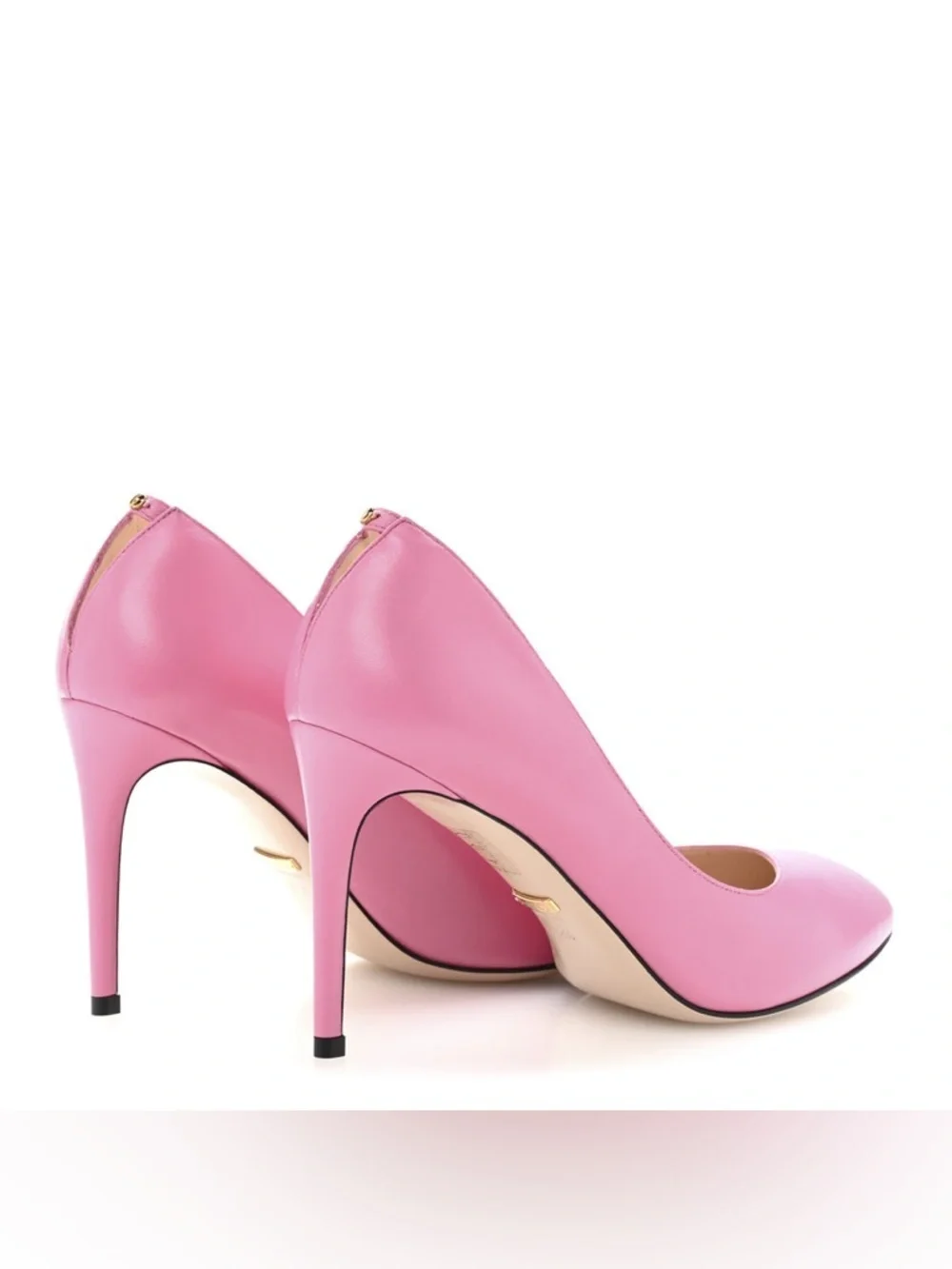 Gucci Pink Malaga Kid GG Split Back Pumps Leather Pointed Toe Heels 39 New